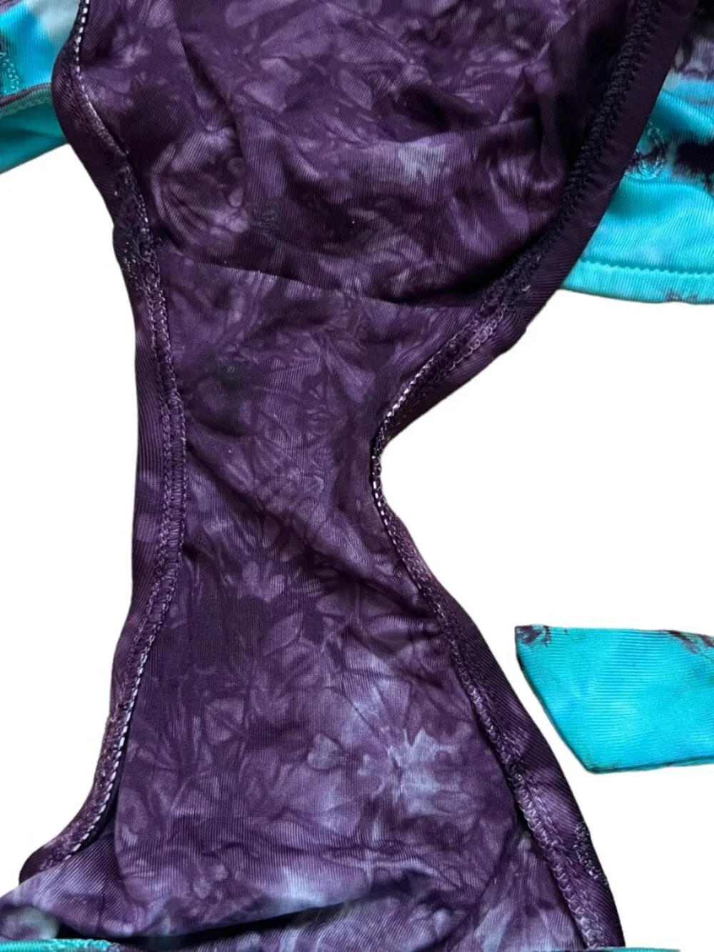 Lucky Brand bikini bottoms blue purple tie dye Small side tie peace signs swim